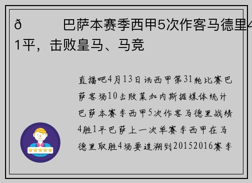 👍巴萨本赛季西甲5次作客马德里4胜1平，击败皇马、马竞